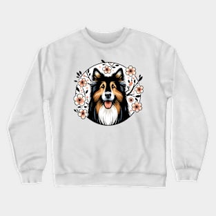 Bohemian Shepherd Enjoys Spring's Cherry Blossoms Beauty Crewneck Sweatshirt